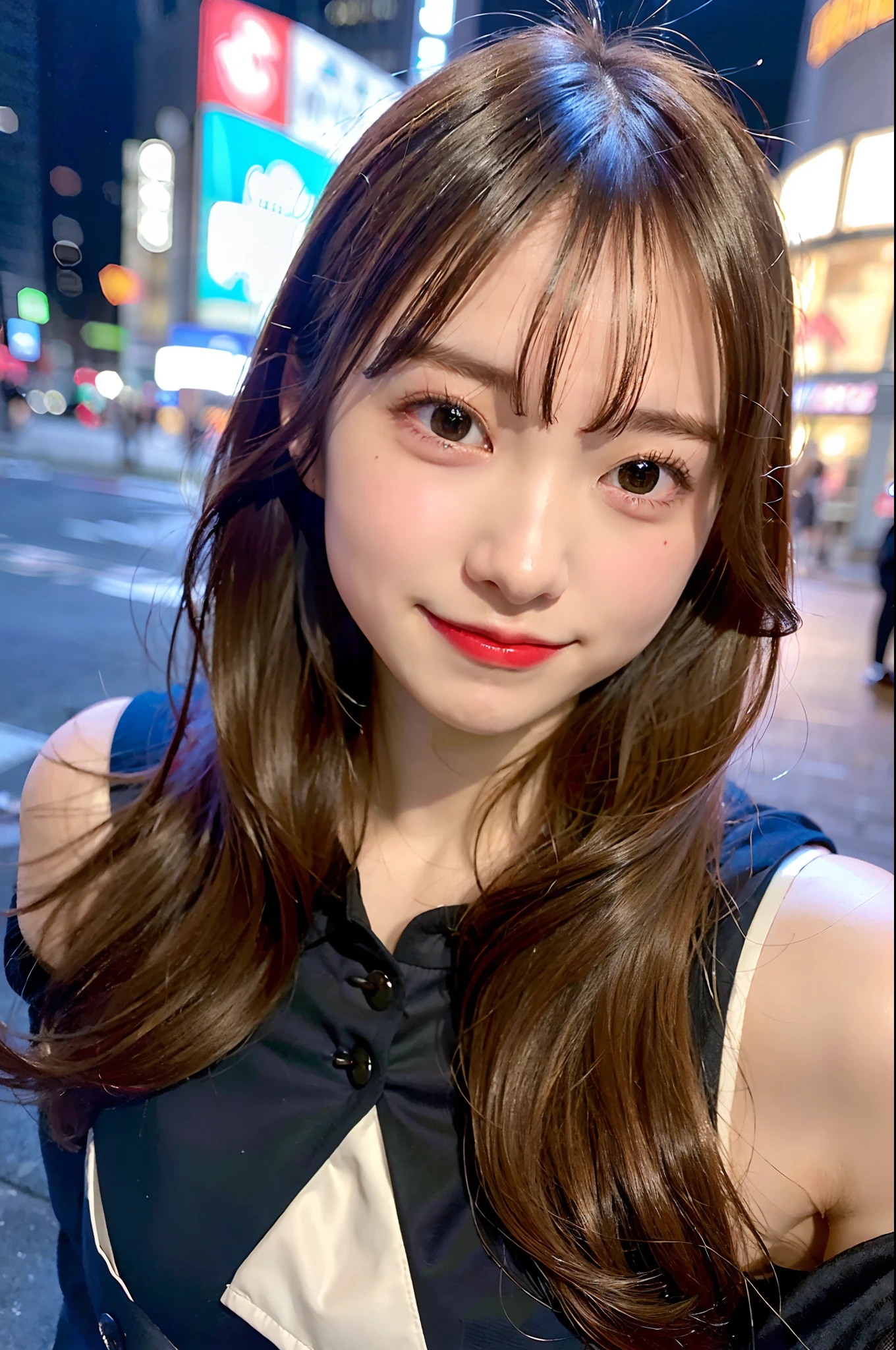 (top-quality、8K、32K、masuter piece、nffsw:1.2)、profile、(slim figure:1.2)、(s lips) 、age19、kawaii pose、Incredibly ridiculous、(New York City at night:1.3)、the met、Colossal tits、二重まぶた、shinny skin、Realistic rays、mare、beauitful face、(A smile:1.3)、crouching down、(From above:1.2)、(a closeup:1.4)、blurry backround、(Front Focus)、(Dark: 1.6)、Fantasy Art、photoRealstic、Professional Lighting、extra detailed face、Award-winning、deep-shadows