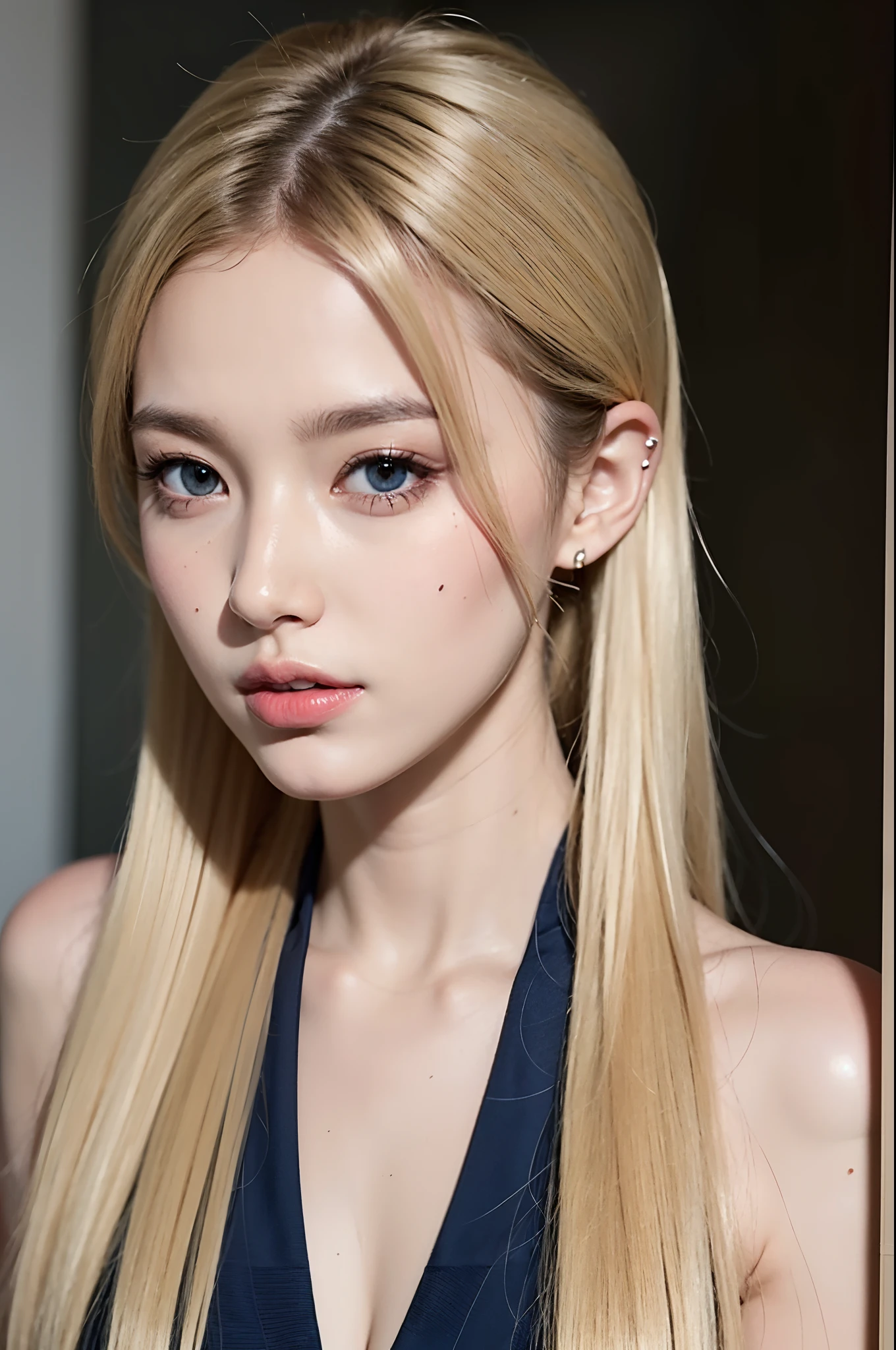 (8k, 4k, best quality, highres, ultra high res:1.1), (masterpiece, realistic, photo-realistic:1.1), 1girl,  face, close-up, twintails, blonde hair, black eyes, red lips,  (looking at viewer:2), absurdly long hair, long eyelashes, eyeshadow,  small face, big eyes,
bare shoulders,
high contrast,