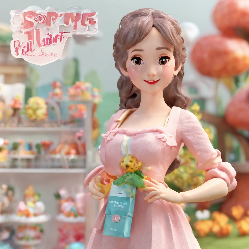 Super mignon fille IP par pop mart, Yeux brillants, cherub,Petite robe blanche, argile, Models, A blind box toy, shiny and delicate,clean background, Bonne brillance, Rendu 3D de,Best quality , la fille tennant un smartphone