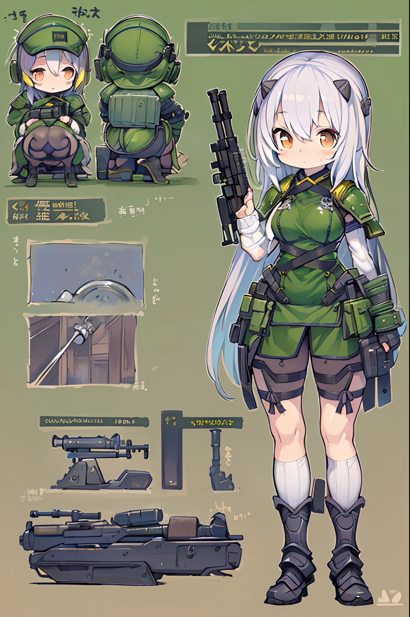 tabletopRPG、high-detail、((tchibi:1.2)、Fairy Sniper Night、Sniper rifle lance with a thin and long barrel、outside of house、various colors、thick arms、Thick armored cover thighs、Reinforced armored body、Slim Massive)、Incolor White、Crouching,in fighting