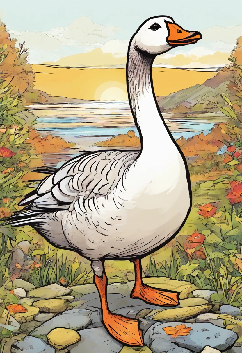 Cartoon goose with no background