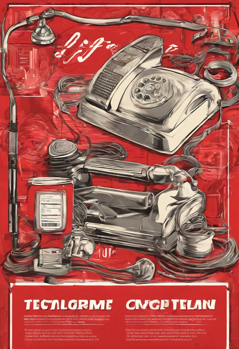 Advertising for an app for a telephone company, fond rouge