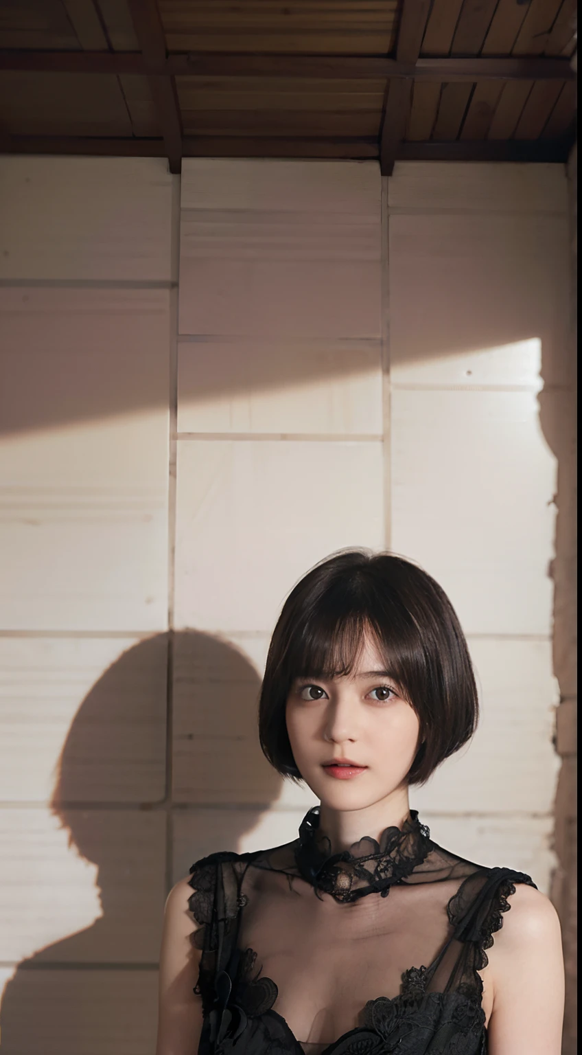 21
(Shorthair:1.3), (a 20 yo woman), (A hyper-realistic), (masutepiece), (8KUHD), Focus on the face, (The walls of the room are fractal design:1.23)