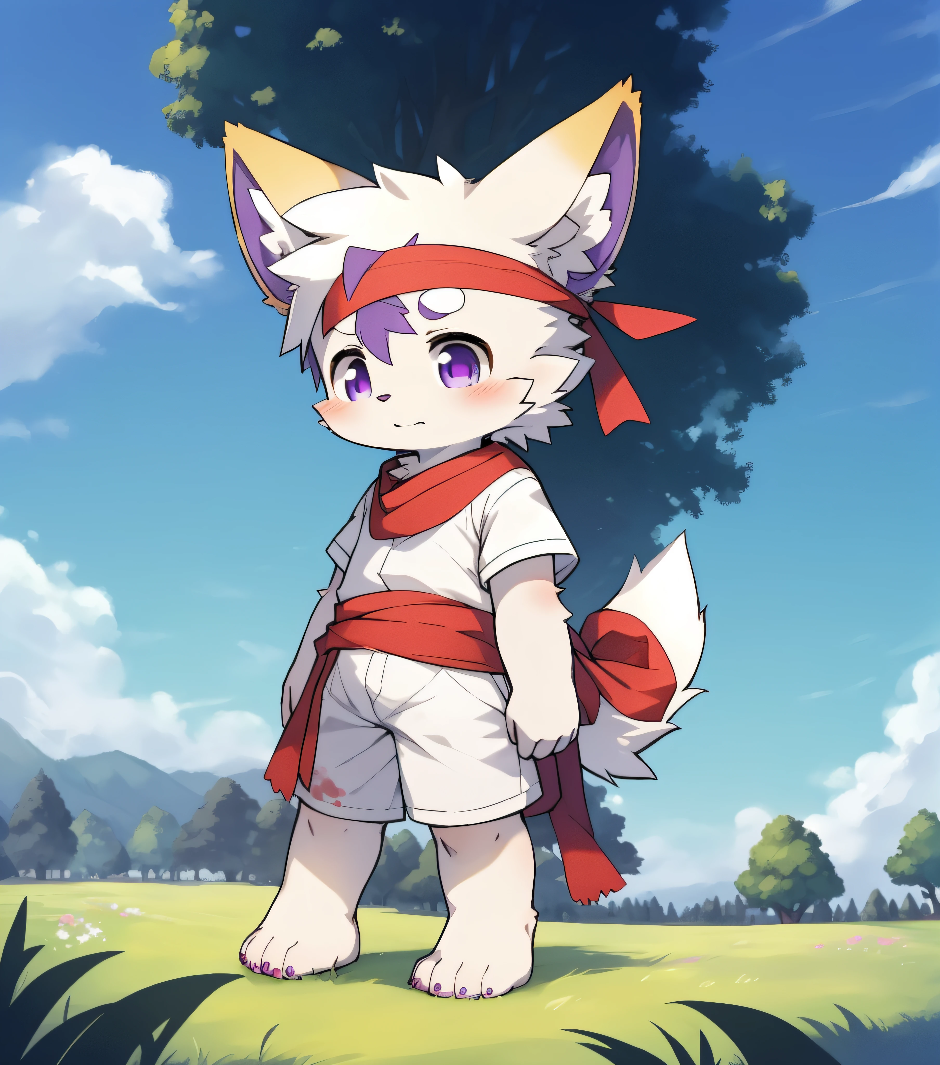 Purple fur,Purple fur,Purple skin,Beast too,Orc little boy,grassy fields,lawns,standing on your feet,Attention,blue-sky,shaggy,shaggy,Purple fur,Purple fur,Purple fur,Purple fur,male people,canid,adolable,adolable,adolable,solo person,Detailed fur,Purple eyes,Thick eyebrows,Fluffy tail,white short sleeve,short white pants,ultra - detailed:1.0,Libido boy,toddlers,toddlers,toddlers,Children,children's,Gamine,Beast too,Beast too,Beast too,adolable,adolable,Shota(Via Dagasi:1.1),anatomy correct,Barefoot,The barefoot,Barefoot,Barefoot,Barefoot,standing on your feet,Attention,bald-headed,Cat feet,lawns,grassy fields,On the lawn,on a grassy field,Step on the grass,Trampling on small grass,Step on the grass,Trampling the meadow,Step on the lawn,Trampling the lawn,bald-headed,balding,balding,Purple feet,Purple feet,Purple feet,Purple feet,Trampled grass,Trampled grass,Stand on the lawn,standing in grassy field,Stand on the lawn,There are footprints on the lawn,Footprints on the lawn,marshes,mud ground,Dirt roads,Muddy in the grass,sludgy,red waistband,Red headband,Blood,A child with a serious expression