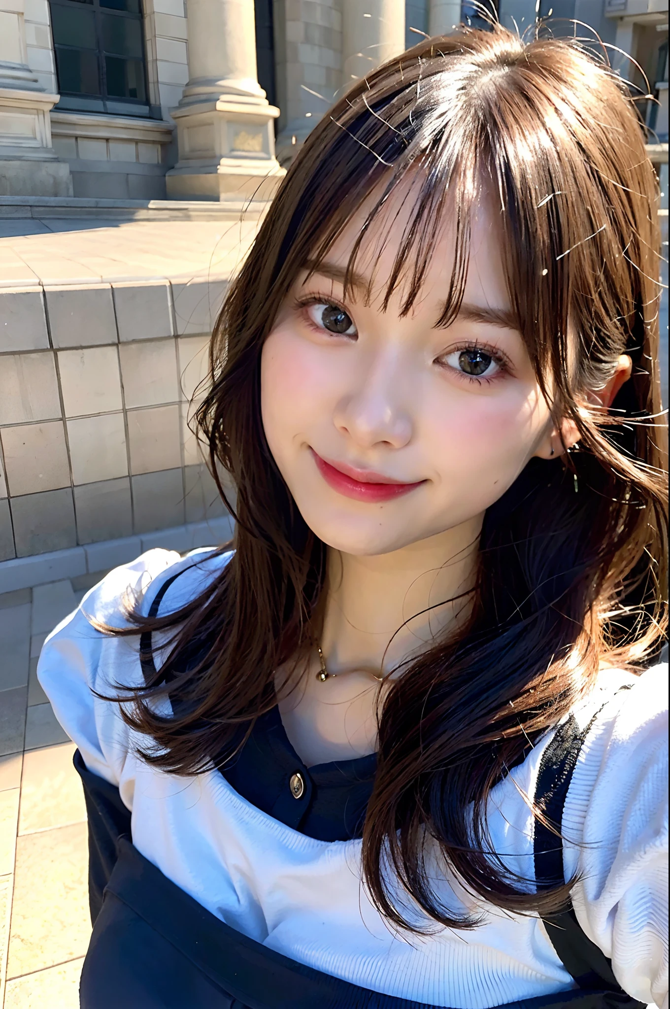 (skin spots: 1.2),1 female, 28 years old, ((((female))), (skin dentation), gorgeous, solo, real, best quality, photorealistic, masterpiece, 8K, high resolution, solo, highly detailed face, cowboy shot, bust shot, passport photo, full face, (professional lighting, bokeh), (light particles, lens flare, glowing particles: 0.6), ( Dynamic Pose: 1.2), Soft Lighting, Top Angle View, Fashionable and Trendy Atmosphere, Japan, Tokyo, ((Night)), ((Watch Viewer)), (Look at Camera), (Portrait: 0.6), Standing, Upper Body, Face Close-up, (Small Breasts: 1), (Long Hair), Brown Hair, Floating Hair, Nose, Lips, Lipstick, Seductive Smile, Floating Hair, Mole, Smile, Teeth, ( Moles under the eyes: 1.2), sweaters, jackets, skirts, fortune-telling lovers