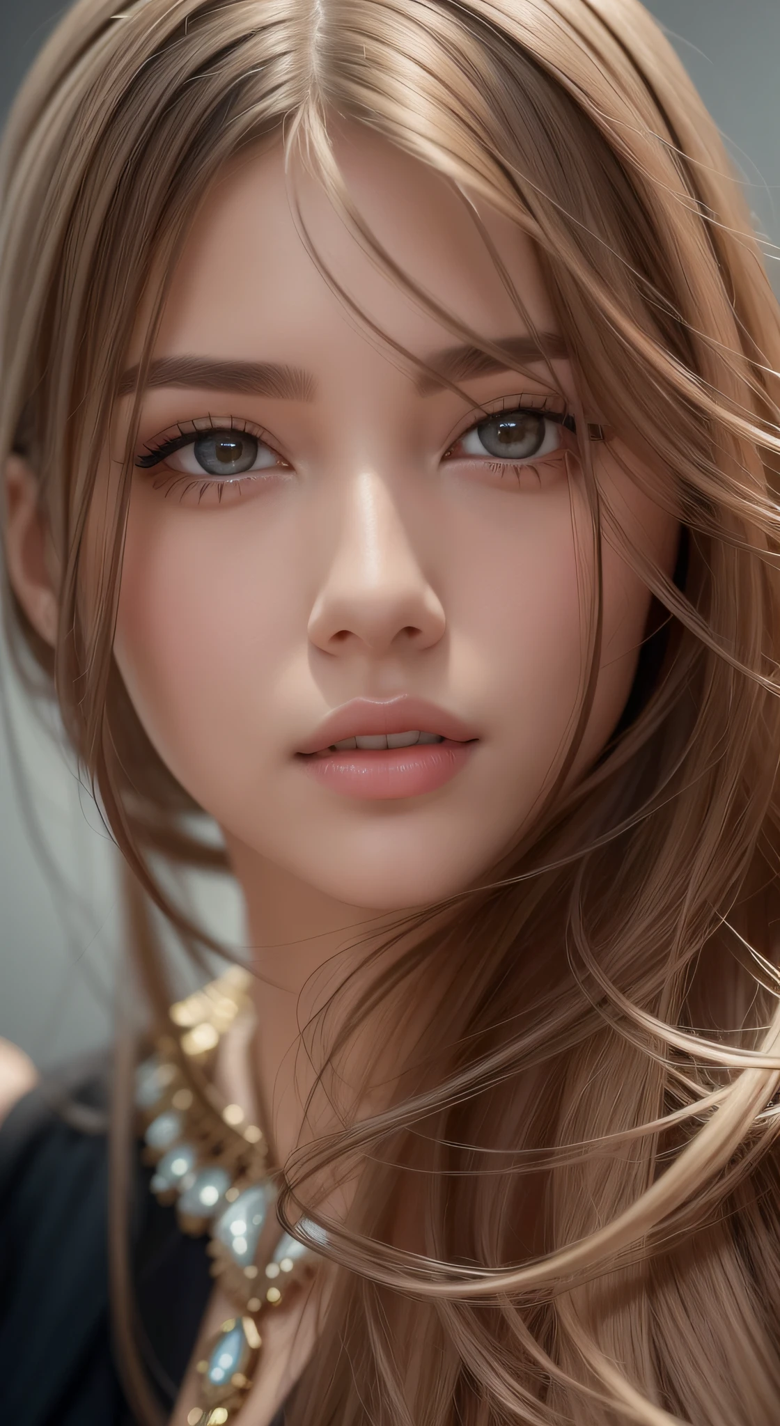 a close up of a woman with long hair and a necklace, gorgeous attractive face, attractive female face!!!, very very very beautifull face, attractive beautiful face, extremely beautiful face, very beautiful face, beautiful eyes and face, perfect face and eyes, feminine beautiful face, perfect face ), gorgeous face, beautiful face!!, beautiful shape of face and body, beautiful delicate face