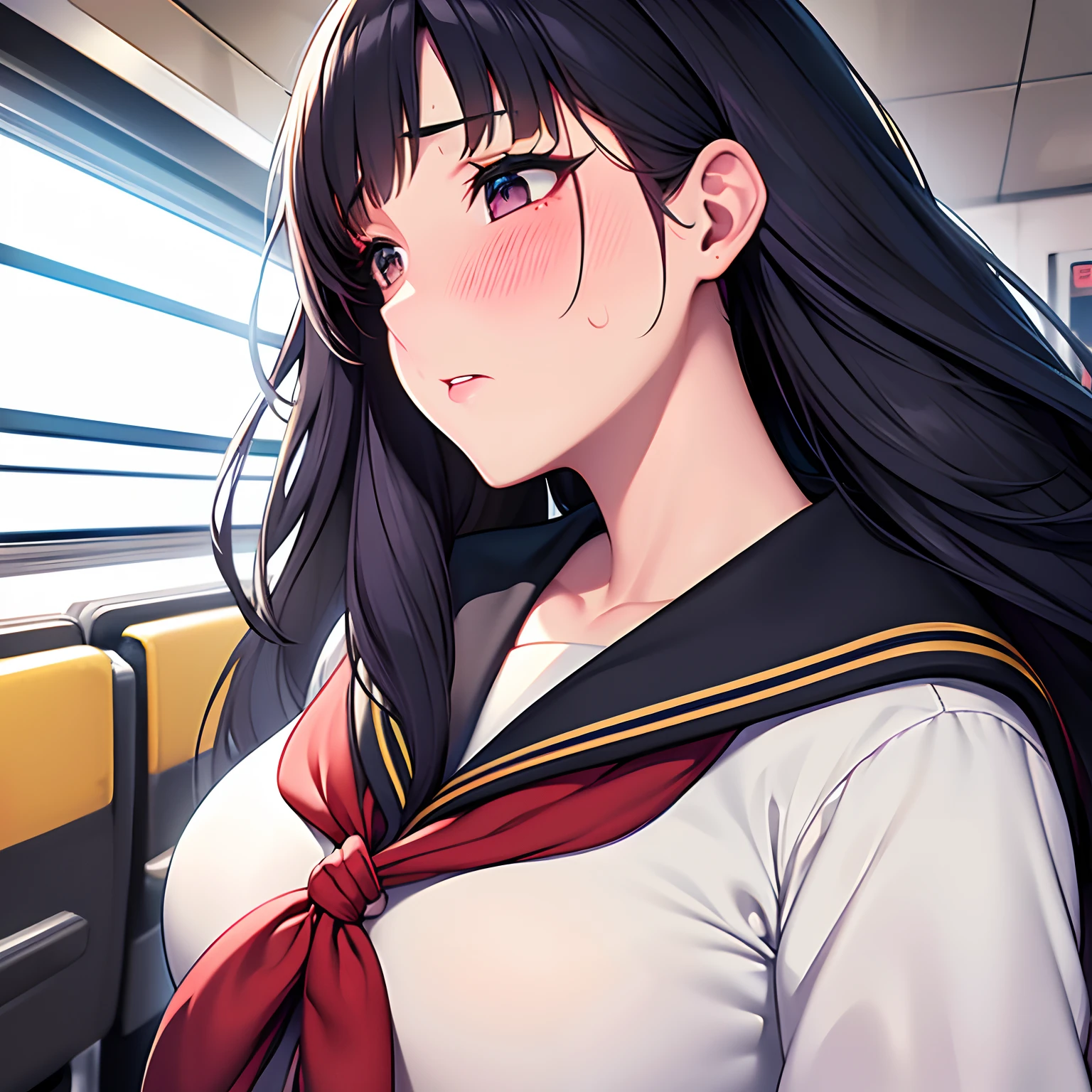 nude,girl,longhair,pussy,public hair,train,crying,blackhair,nsfw,masterpiece,cum in pussy,vaginal,sex,back,penis