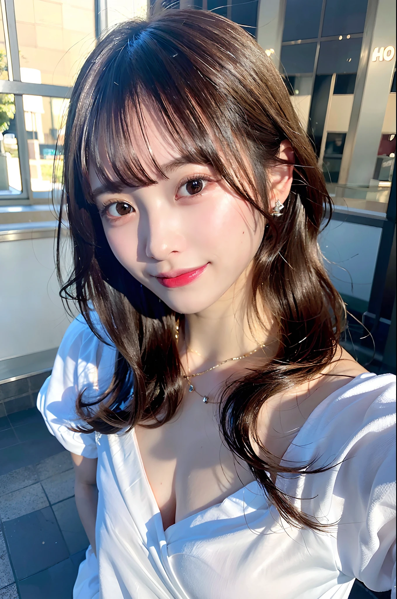 (top-quality、8K、32K、masuter piece、nffsw:1.2)、profile、(slim figure:1.2)、(s lips) 、age19、Incredibly ridiculous、(kawaii pose:1.3)、museum、a blond、二重まぶた、shinny skin、Realistic rays、mare、beauitful face、(A smile:1.3)、crouching down、(From above:1.2)、(a closeup:1.4)、blurry backround、(Front Focus)、(Dark: 1.6)、Fantasy Art、photoRealstic、Professional Lighting、extra detailed face、Award-winning、deep-shadows