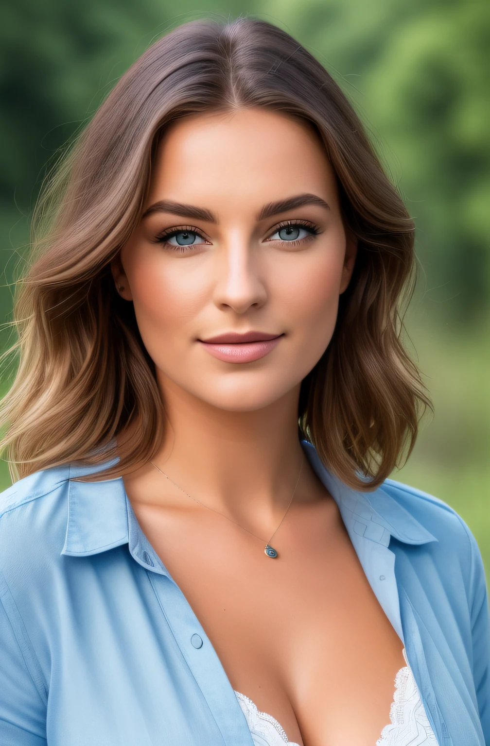 (best quality,4K,8K,hight resolution,Meisterwerk:1.2),Ultra-detailliert,(realistisch,fotorealistisch,fotorealistisch:1.37),beautiful detailed eyes,Beautiful, detaillierte Lippen,extrem detaillierte Augen und Gesicht,lange Wimpern,Vektor-Illustration,Waldlandschaft,Isar river,Munich,Körperfigur,Kurvige Silhouette,green eyes,braune lange Haare,Natural makeup,26-year-old woman,natural beauty,Ruhiges Ambiente,gesprenkeltes Sonnenlicht,Lebendige Farben,warm shades,Sanftes Licht,gesunder Charme,Anmutige Haltung,Selbstbewusster Ausdruck,Symmetrische Komposition,Harmonische Verschmelzung, Whole body, strasse bild