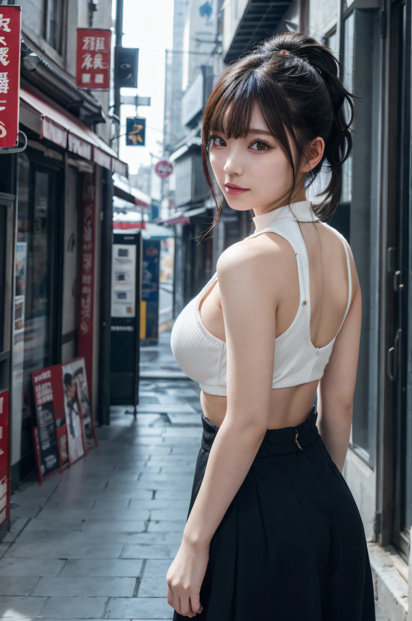 (RAW shooting:1.2)、(Photorealsitic:1.4)、(​masterpiece:1.3)、(top-quality:1.4)、(Beautiful woman with perfect body:1.4)、(Slim abdomen:1.2)、Beautiful ass、(Layered Haircut:1.2)、(no-bra)、(short crop top、Short pencil skirt:1.2)、(natta、a street:1.2)、(wetbody:1.2)、Highly detailed facial and skin texture、A detailed eye、二重まぶた、 A sexy、Transparent white body、exposed shoulder、cleavage of the breast、beautiful small ass、Beautiful Japan Woman、nightcity、(extemely sexy:1.3)、bokeh dof、obscenity、erotick、Night、illuminations、