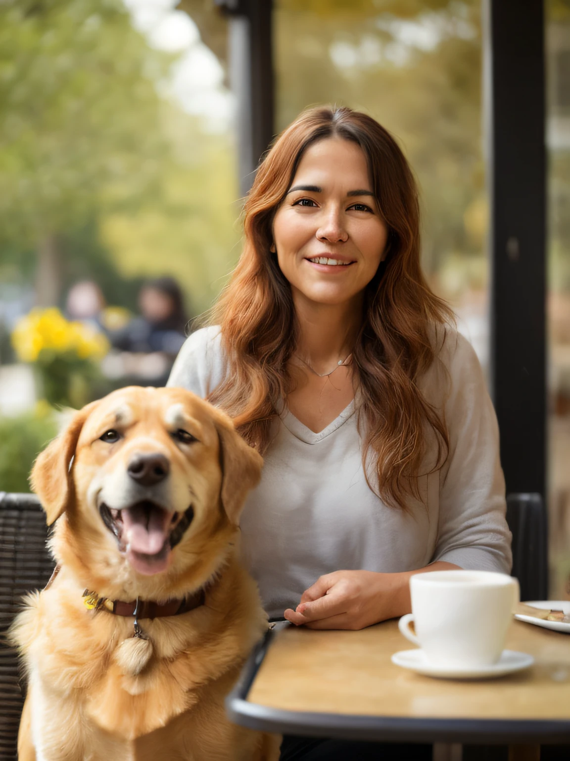 a woman with a dog