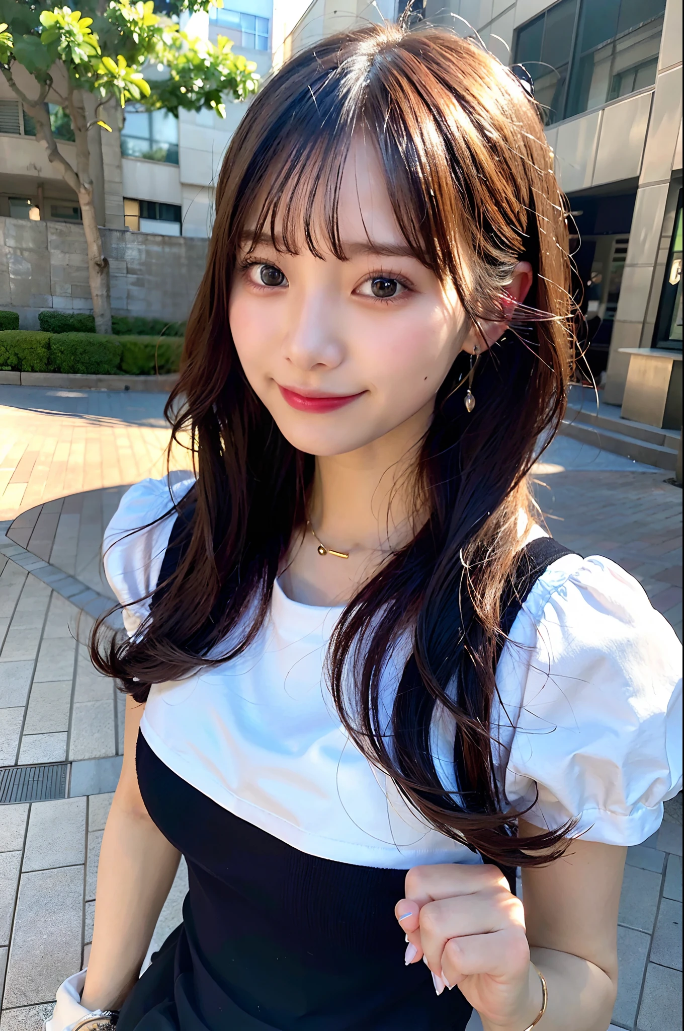 (top-quality、8K、32K、masuter piece、nffsw:1.2)、profile、(slim figure:1.2)、(s lips) 、age19、Incredibly ridiculous、(kawaii pose:1.3)、double peace、二重まぶた、shinny skin、Realistic rays、mare、beauitful face、(A smile:1.3)、crouching down、(From above:1.2)、(a closeup:1.4)、blurry backround、(Front Focus)、(Dark: 1.6)、Fantasy Art、photoRealstic、Professional Lighting、extra detailed face、Award-winning、deep-shadows