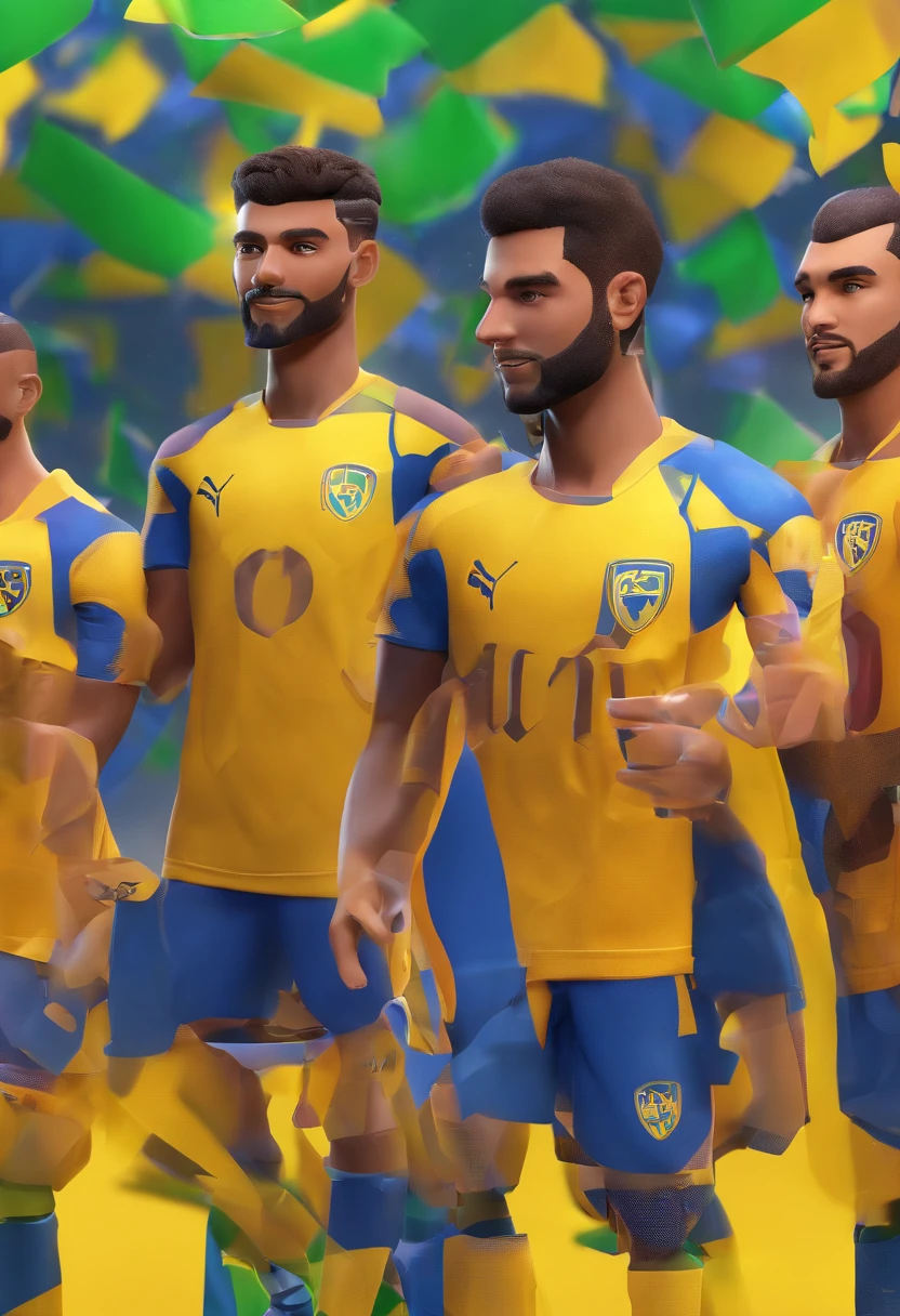 Quatro equipes de futebol rivais DINAMO nas cores amarelo e roxo , BRITANIA nas cores azul e vermelho , ARSENAL nas cores Verde escuro e verde claro e SPORTING nas cores Laranja e preto