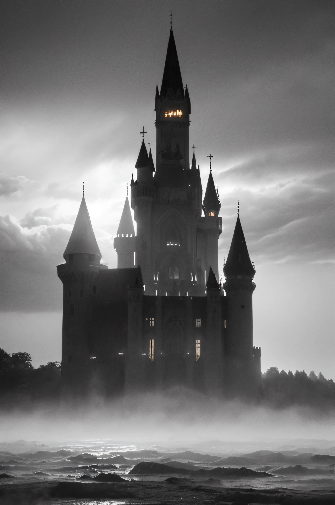 (late afternoon):0.9, (dense atmosphere):0.8, (feeling cold):0.7, (castle):1.2, (medieval):1.1, (storm):1.4, (lightning):1.3, (rain):1.2, (drizzle):1.2, (detailed 8k):1.5.