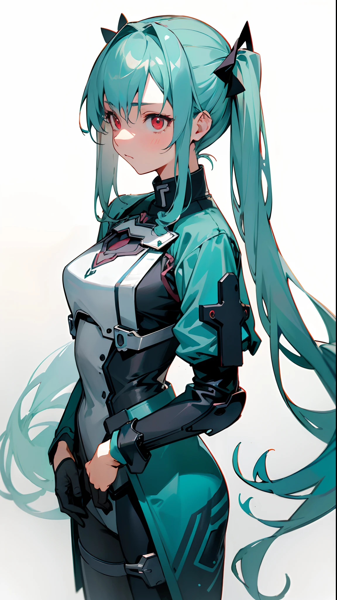 (masterpiece, best quality )detailed, 1Character , pastel washed out colors , cell shade , soft, muted shades ,gentle colors , blue archive art style
Battle:
Wearing a mix of sword art online and futuristic style clothes , Beautiful woman, teal hair , extremely long hair , hair in Pigtails style , ((large chest)) , red eyes , age 28