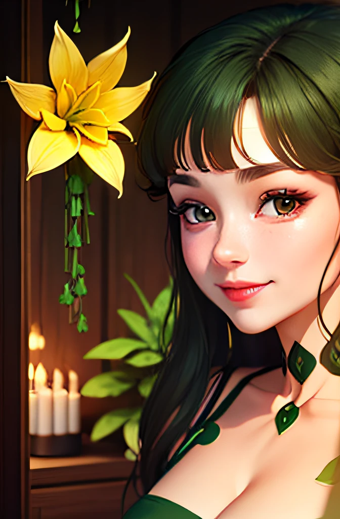 green leaf,Freesia,Samba jasmine,Tuberose,peaches,Cedar wood,Oak moss,ssmile,gentleness,a matural female