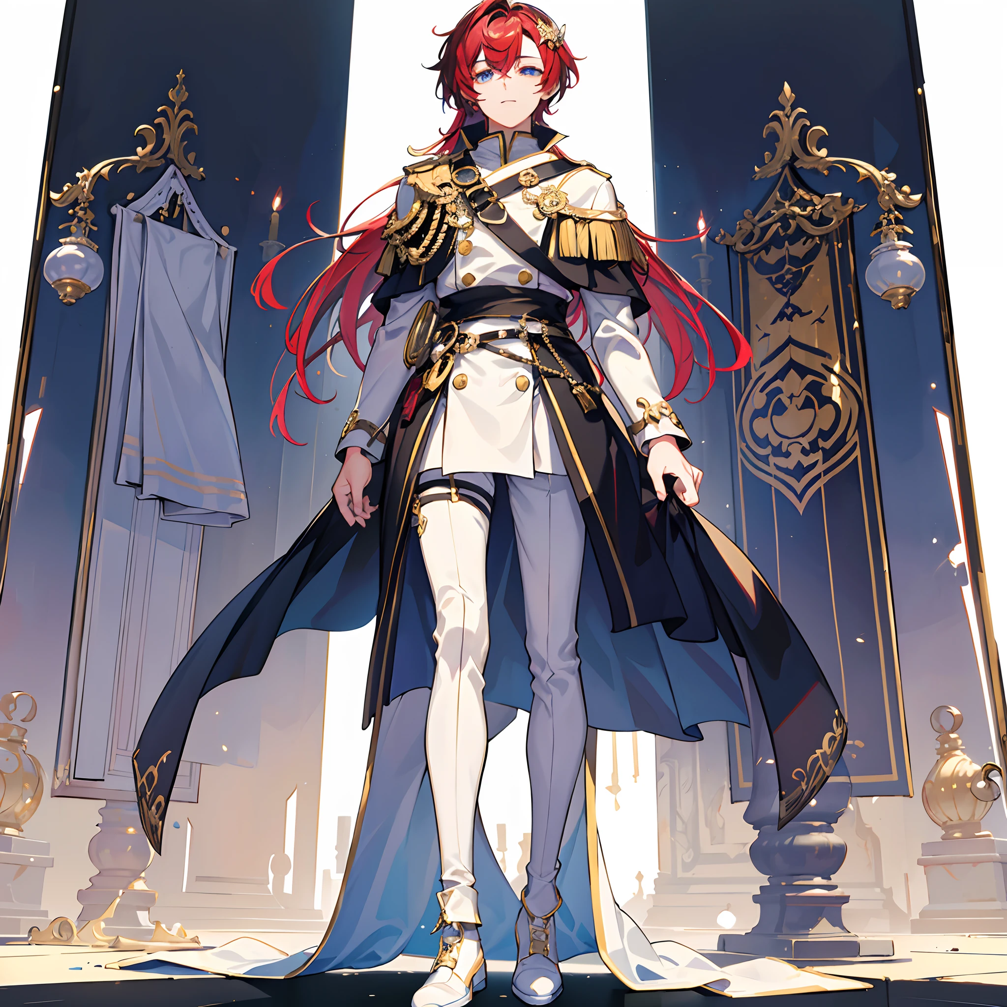 Long single blade、((ultra-detailliert))、top-quality、[​masterpiece],(1male people),独奏,((full body Esbian)),(wearing shoes on feet),​masterpiece,High Zuarity,A young man,((goodlooking)), striated hair,bangss,The hair,ornament detached,Black shiny hair,striated hair,Ahoge,complex cloth,Arms at sides,((goodlooking)),(erect through),is standing,Virtual Youtuber,A young man,[[red blush]],concept-art,独奏,1 Young Man,((full length)),Wearing boots,((looking at biewer)),((front-facing view))、white backgrounid、Simple background、、(useless)、A young man、beatiful detailed eyes、(goodlooking)、((extremely delicate and beautiful))、make the eyes the same shape and color on both sides、
