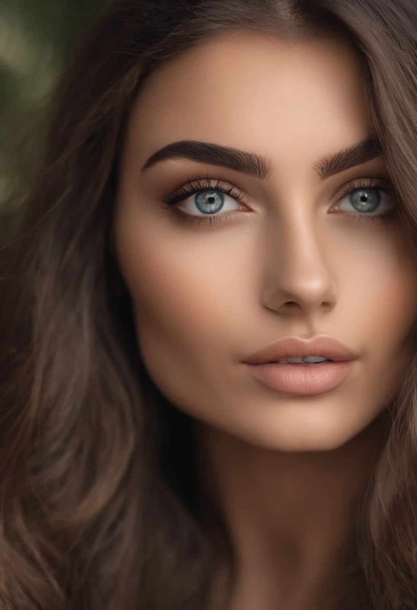 Arafed woman completely , fille sexy aux yeux bruns, French, ultra realist, Meticulously detailed, Portrait Sophie Mudd, cheveux bruns et grands yeux, selfie of a young woman, Dubai Eyes, Violet Myers, sans maquillage, maquillage naturel, looking straight at camera, Visage avec Artgram, Maquillage subtil, Great photo of the whole body kneeling on the bed, dans la chambre, Medium to large bust