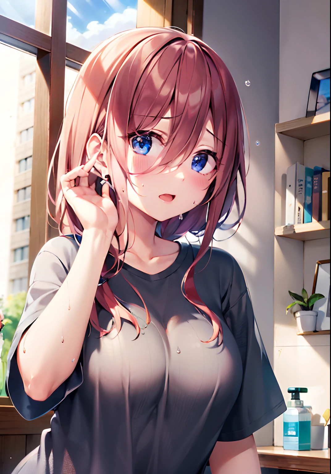 top-quality、study(1:6)、Full-length images of the highest quality、Highly detailed anime super detail、masterpiece、tre anatomically correct、Detailed hand、(study:1.6)、8K、I love my tides、Upper line、High School Uniform、Sweat profusely、Delicious looking face、Moisturizing skin、(eye glass:1.3)、Detail Eye、NSFW、Lustrous hair、、Frontal view、