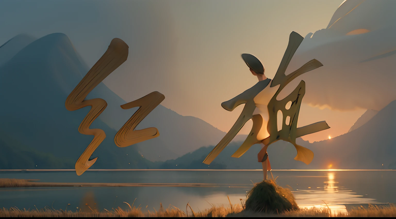In the distance there is a river beach, rice fields, wheat, reeds, riverside, bamboo forest path on the bank, bamboo forest path standing, highest picture quality