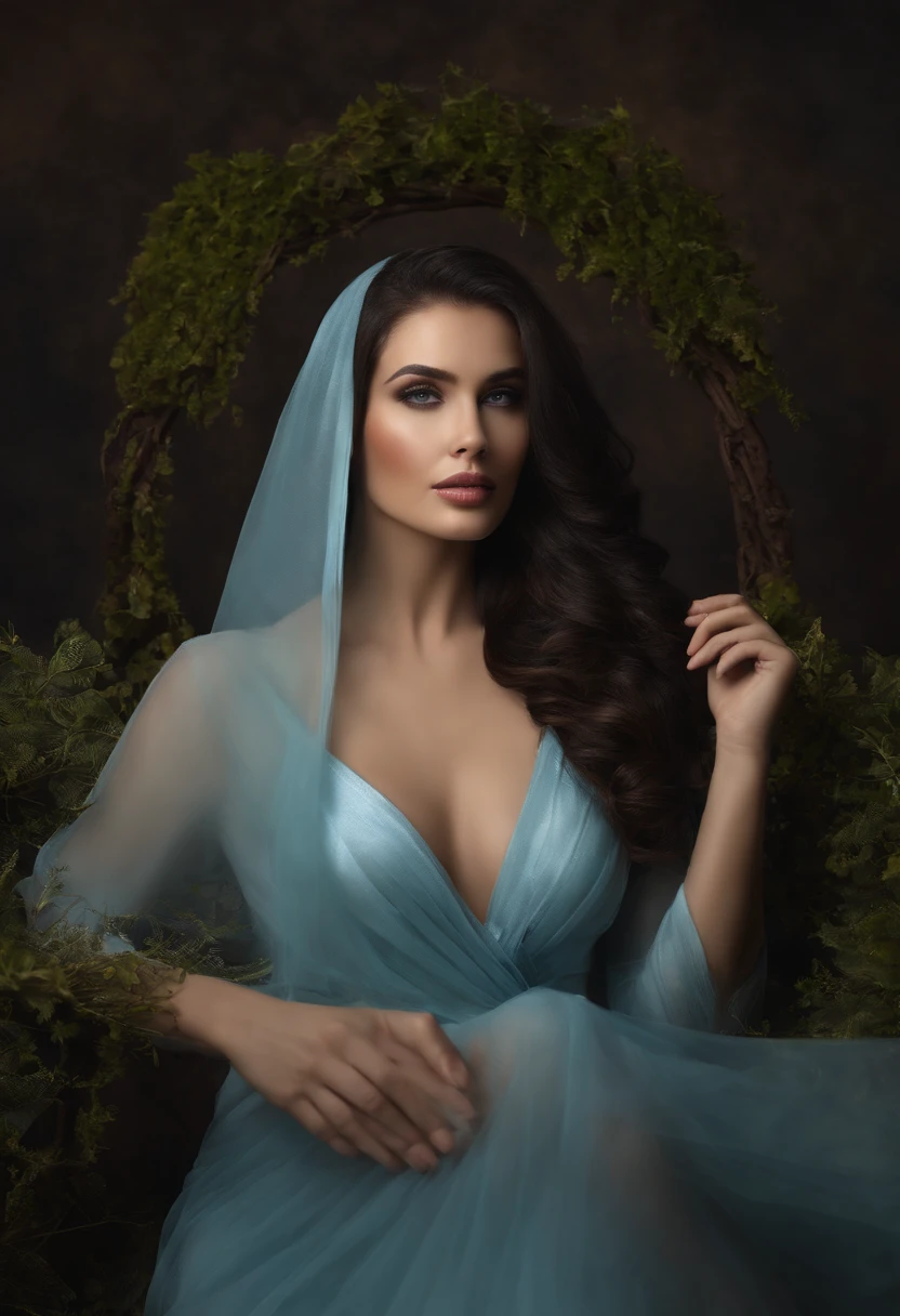 (master part, melhor qualidade), 8K分辨率, retrato de uma mulher, olheiras de elfos, cabelos longos, cabelos cor roxa, pale blue skin, roupa preta, peitos grandes, bunda grande
