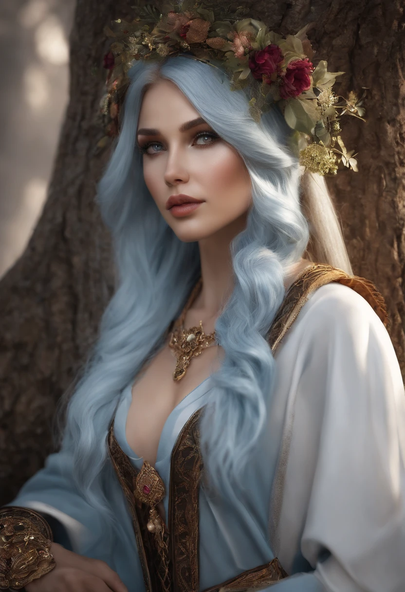 (master part, melhor qualidade), 8K分辨率, retrato de uma mulher, olheiras de elfos, cabelos longos, cabelos cor roxa, pale blue skin, roupa preta, peitos grandes, bunda grande, estilo anime, sensual