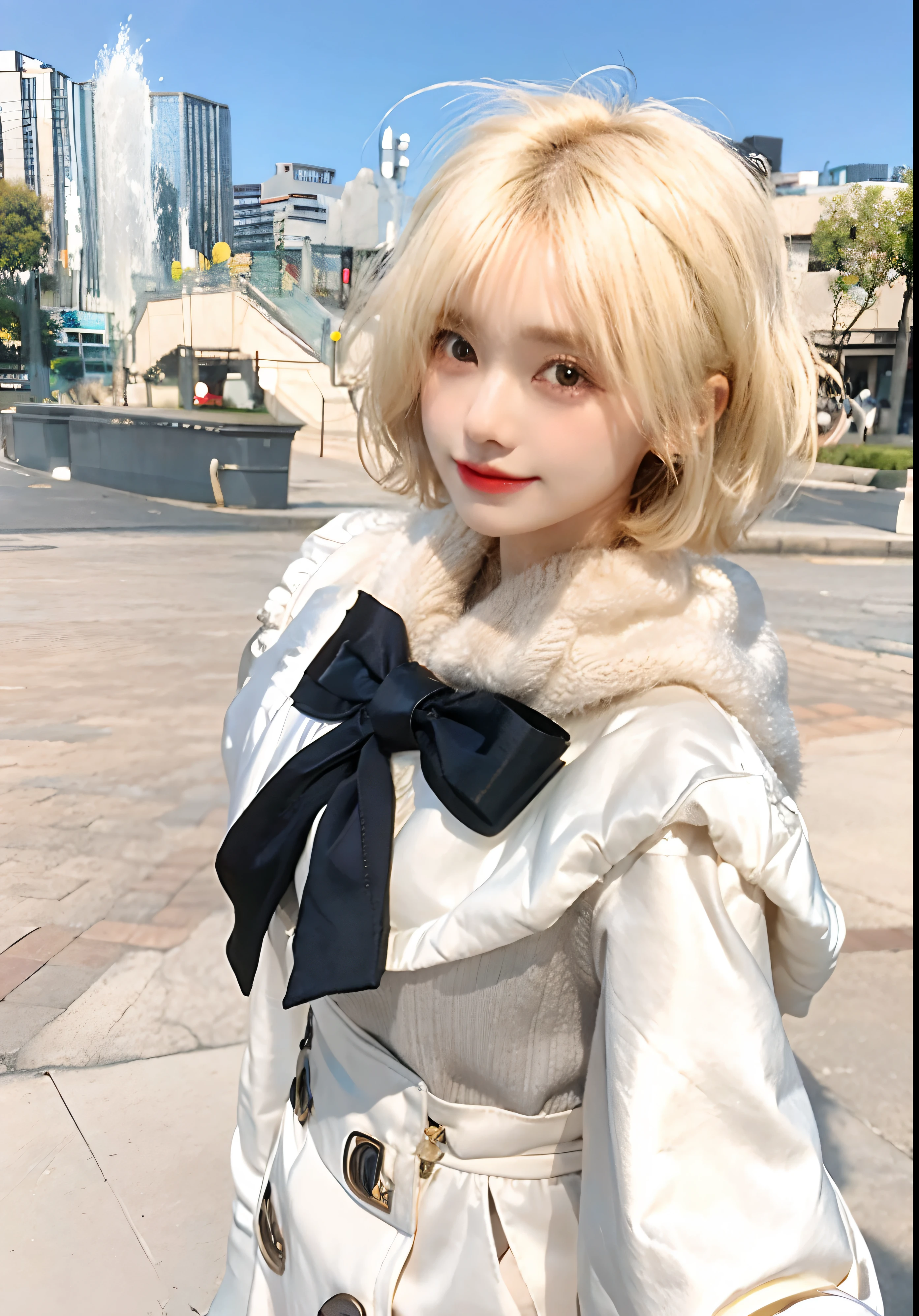1girl, short hair, blonde hair, sweater, transparant, realistic, ultra detail, 8k, 70mm lens