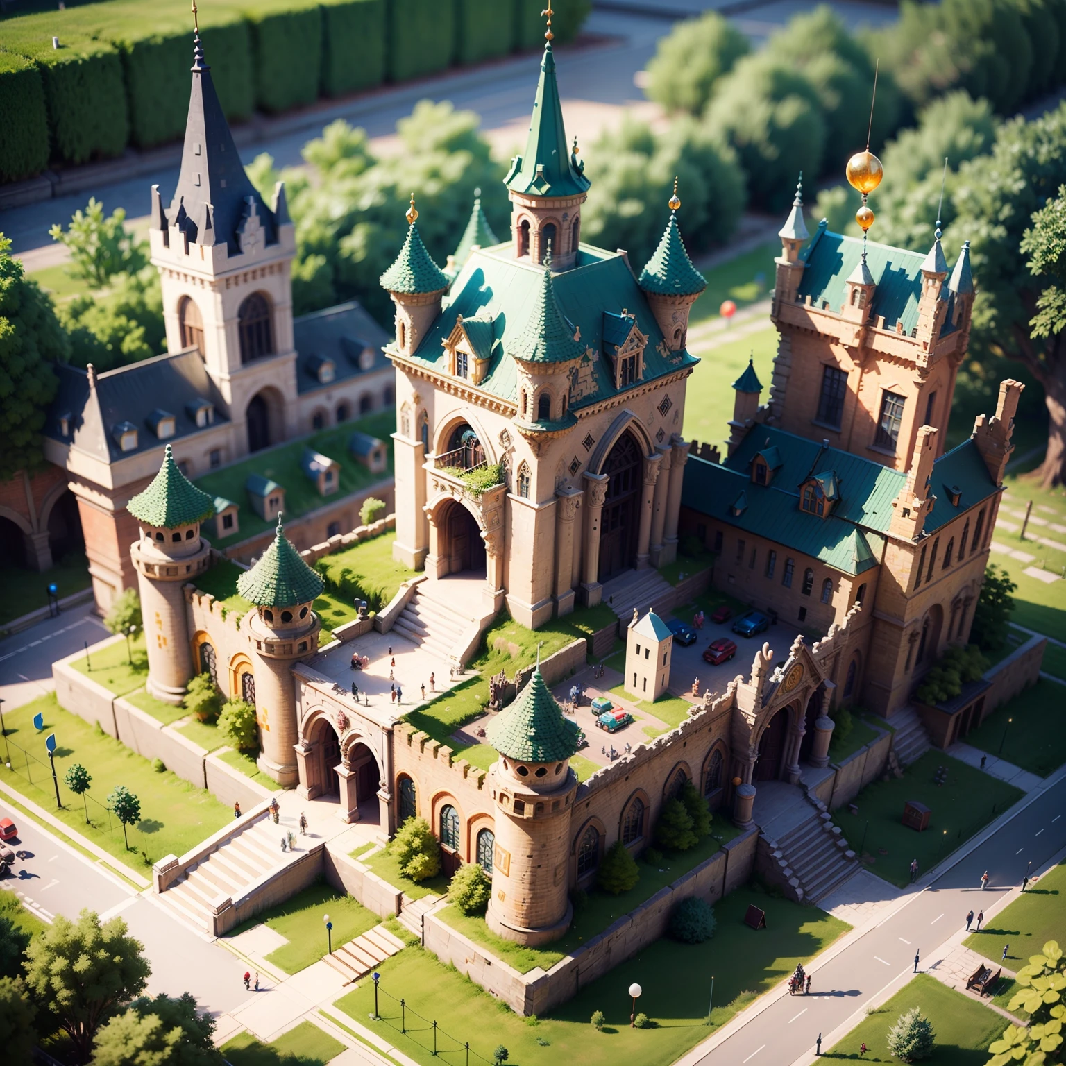 8BIT, isometry, Look down at 45°，（Isometric 3D art of pumice castle），Symmetrical architecture，Plaza，Top-down fantasy, City of Dresden, roleplaying, alta fantasia, art  stations, concept-art, Royal Palace，Metal façade palace square, moss, Final Fantasy, Legend of Zelda, 8-bit video game art,