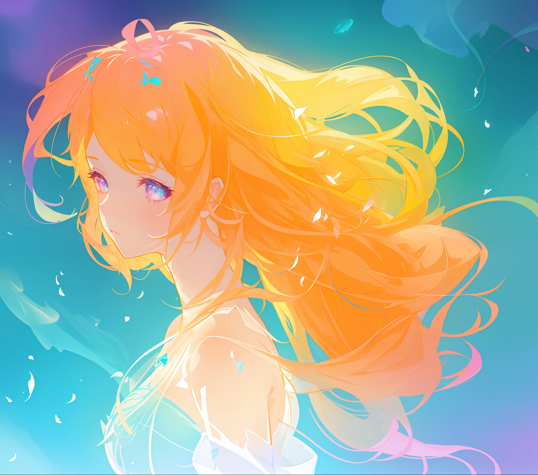 beautiful girl, flowing white gown, vibrant pastel colors, (colorful), magical lights, long flowing golden hair, inspired by Glen Keane, inspired by Lois van Baarle, disney art style, by Lois van Baarle, glowing aura around her, by Glen Keane, jen bartel, glowing lights! digital painting, flowing glowing hair, glowing flowing hair, beautiful digital illustration, fantasia background, whimsical, magical, fantasy, beautiful face, ((masterpiece, best quality)), intricate details, highly detailed, sharp focus, 8k resolution, sparkling detailed eyes, liquid watercolor