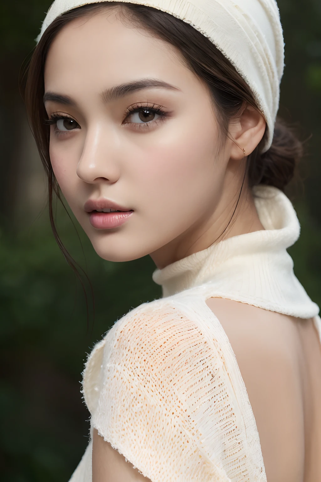 masterpiece:1.3)、(8K、Photorealsitic、Raw photography、top-quality: 1.4)、(1girl in)、Very beautiful face、(Very realistic face)、neelofa (wearing hijab)、Very beautiful hairstyle、Very realistic eyes、Very beautiful details、(Very realistic skin)、Very beautiful skin、(Sweaters)、absurderes、Very attractive、超A high resolution、A hyper-realistic、high-detail、the golden ratio.(masuter piece:1.3)、(8K、Photorealsitic、Raw photography、top-quality: 1.4)、(1girl in)、Very beautiful face、(Very realistic face)、(A dark-haired、short-hair:1.3)、Very beautiful hairstyle、Very realistic eyes、Very beautiful details、(Very realistic skin)、Very beautiful skin、((Mock Neck Crop Tank Top White Knitwear)、absurderes、Very attractive、超A high resolution、A hyper-realistic、high-detail、the golden ratio.