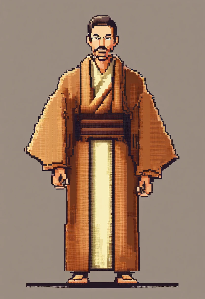 Man in a simple brown kimono