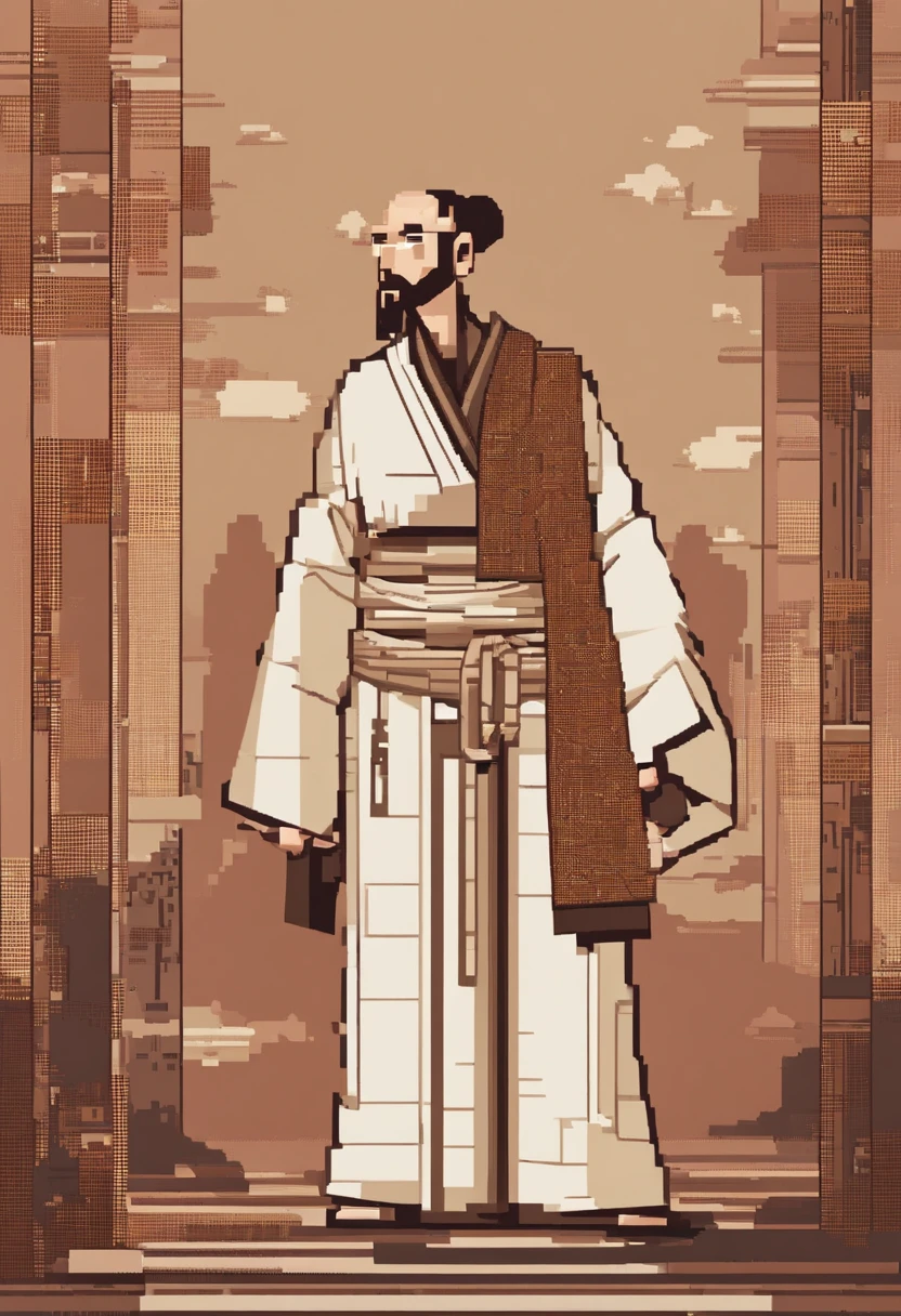 Man in a simple brown kimono