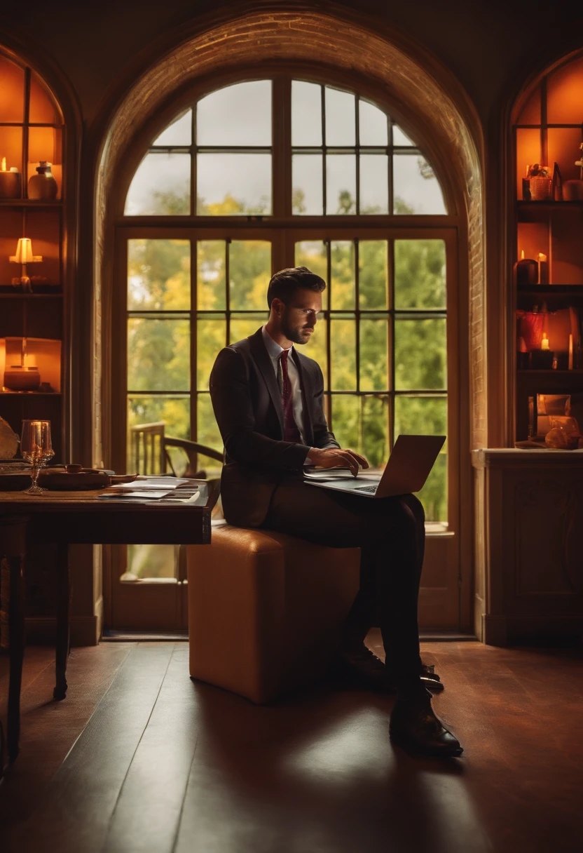 Smart man using laptop