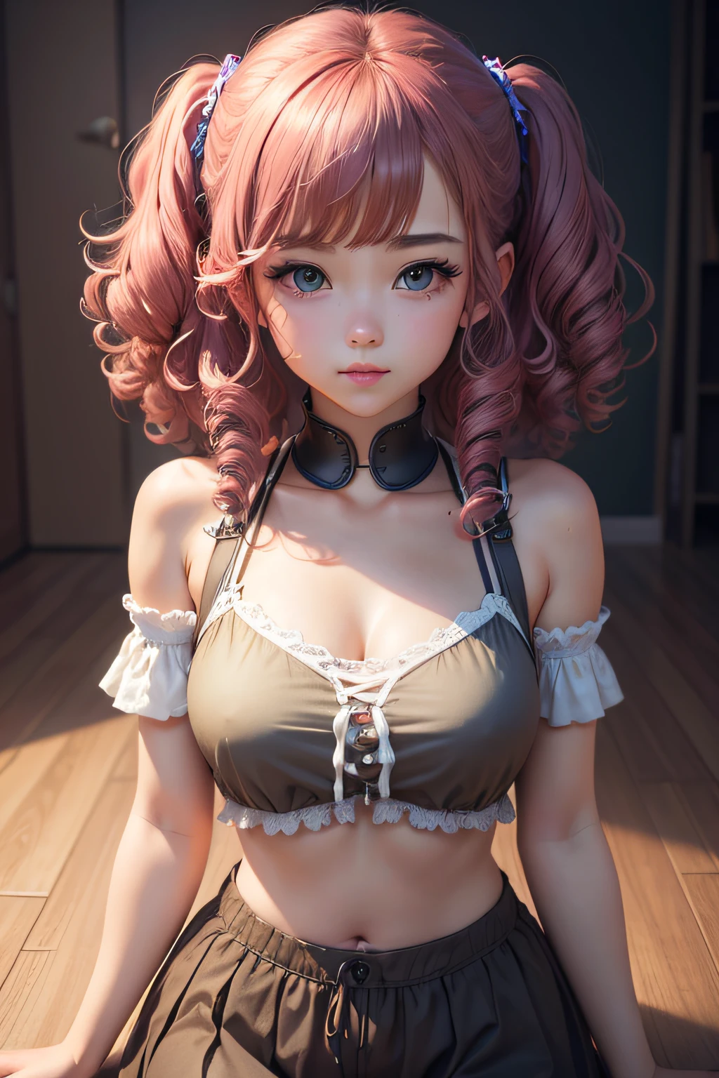 1girll、8K high-definition、sportrait、curlies
