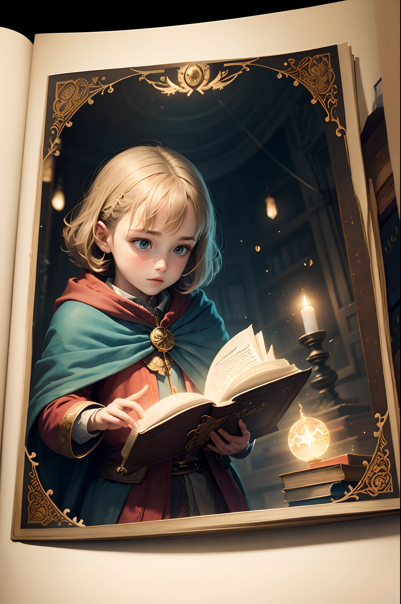 Illustrate Alex casting the magical spell from the ancient book.