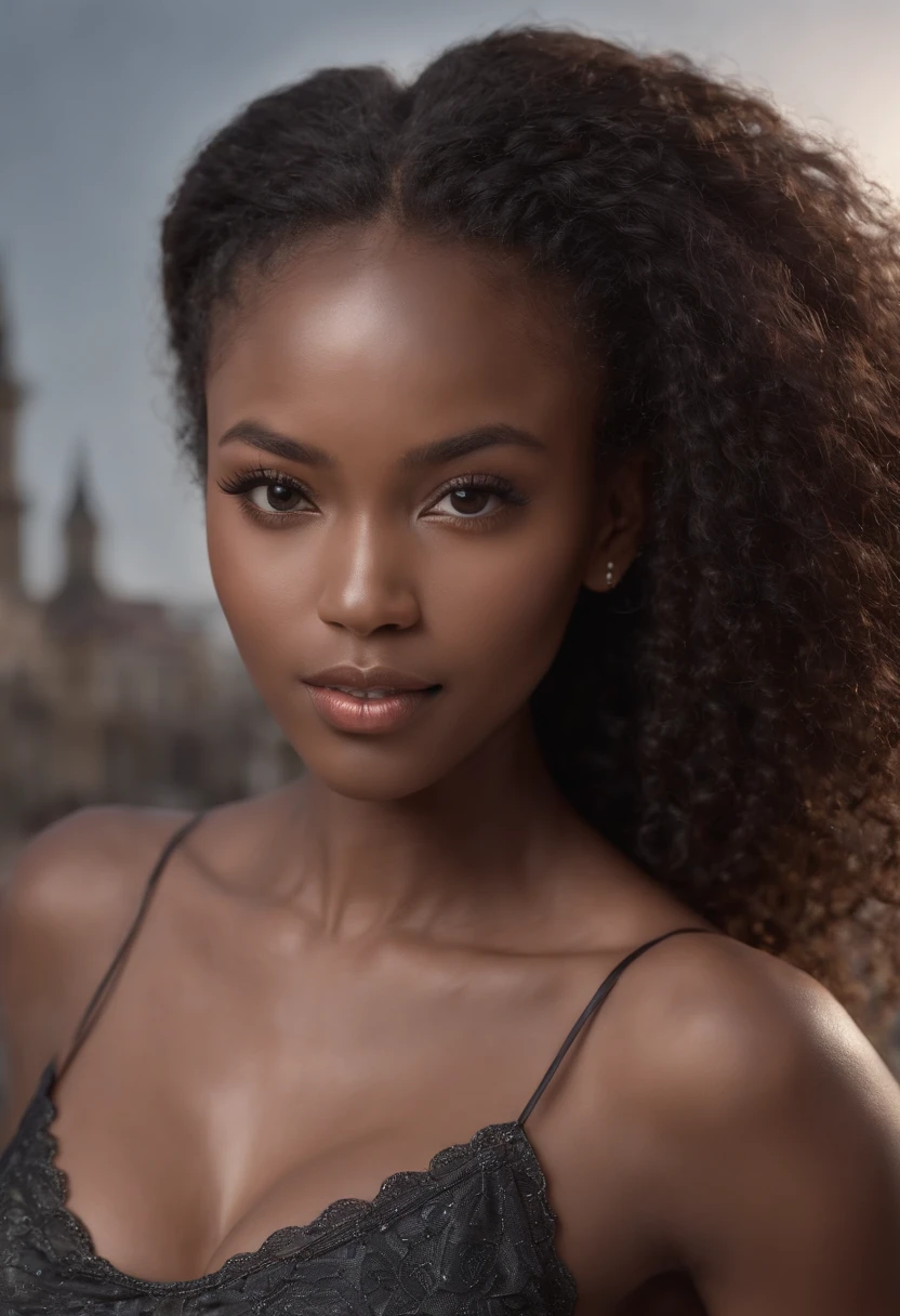 ((Dark African skin, Very deep ebony skin)), ((Its beauty is undeniable)), ((Excited cute face)), ((Hyper detailed perfect eyes,)), ((Pose mignonne)), ((Langue sortie)), ((Seductive )), sexy, (( Tight mesh shirt, shorts courts sexy)), ((African long curly hair afro ponytail,)), (( peau)), ((debout, Vue de face)), ((toucher ses propres jambes dans une pose sexy)), ((dehors, Ville publique)), Sharp Focus CGI, photoreallistic, High detail, Realstic, Masterpiece, absurdes, Best quality, Hdr, High quality, high-definition, Extremely detailed, 8k wallpaper, Intricate details, 8K UHD, Full-HD, (photo realist:1.2), contraste, intense illumination, lighting cinematic, natural lighting, hard light, contre-jour, Illumination globale, occlusion ambiante