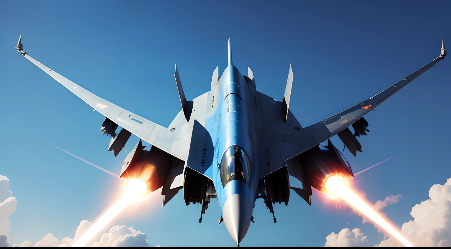 laser fighter jet, blue sky