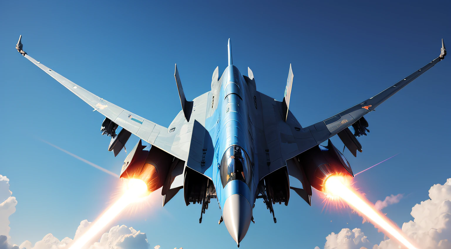 laser fighter jet, blue sky
