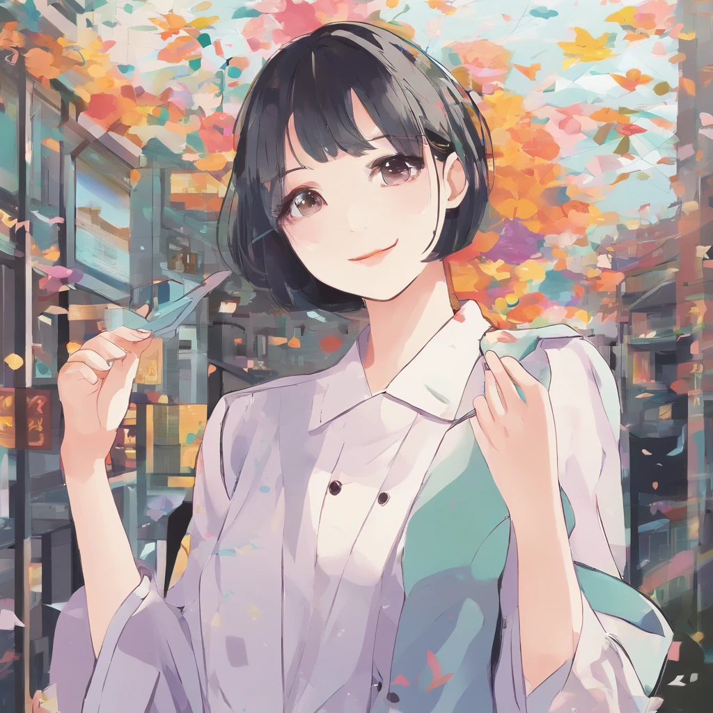 Manga style illustration、SNS icon、NFT Wind、A smile、Cool Beauty、Beautiful mom in her 40s、Nogizaka46、bustup、Simple Icons、The upper part of the body、超A high resolution、masterpiece、