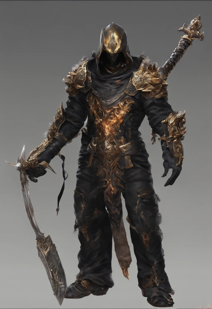 A large sword made of obsidian,Black and gold color scheme,The inside of the sword contains a roaring flame,Cracks appeared on the body, as if to tear the sword body apart,The sword body is full of flames,Magma rolling nearby,There is no human type,Only weapons, as well as the environment,Highlight flame with magma。
