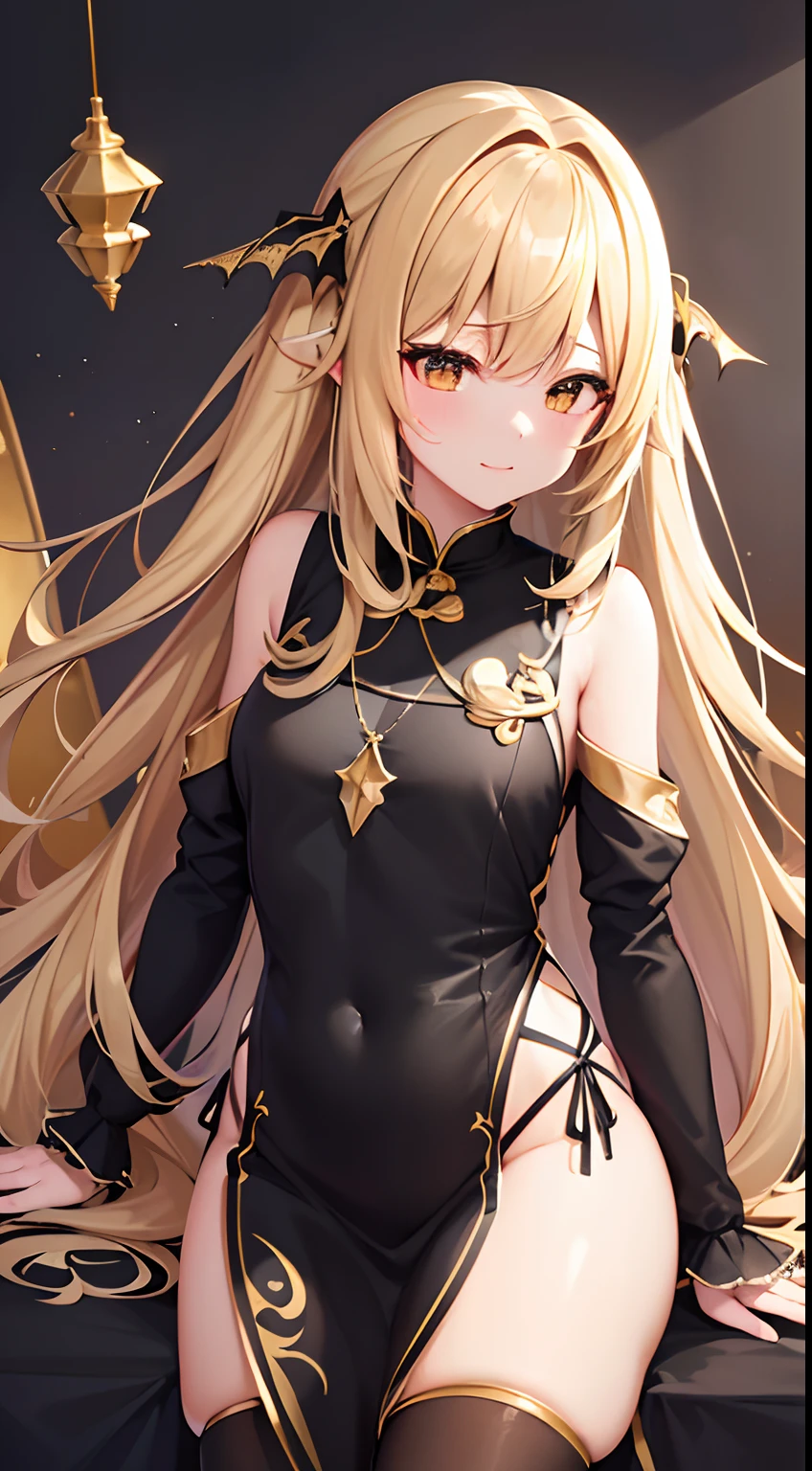 hight resolution、hightquality、ultra-detailliert、8k wallpaper、1人の女性、Beautiful fece、Wearing a shark costume、Kamimei、Melancholy is in the air、Lovers feeling、Be loved、Familiarity、Lots of gold and black、Gold and black background