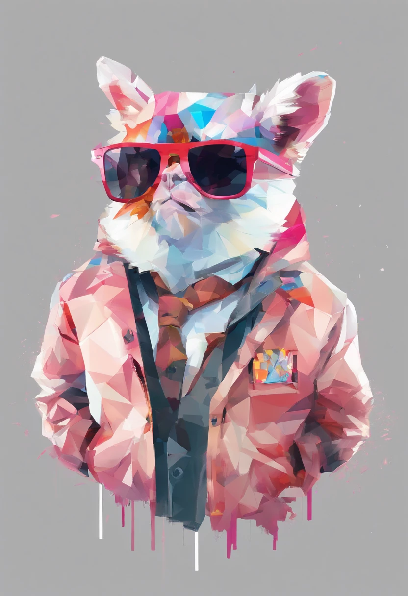 Perfect alignment, Cute little animals wearing a jacket,crystal vases,Rose flower, Wearing sunglasses, cheerfulness, Standing position, Abstract beauty, Centered, Looking at the camera, Facing the camera, nearing perfection, Dynamic, Highly detailed, smooth, Sharp focus, 8K, high definition resolution, illustration, Art by Carne Griffiths and Wadim Kashin, White background
