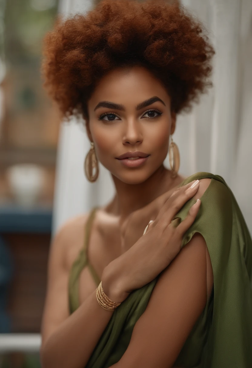 "Ultra-realistic image of a beautiful 20-year-old Afro-Latin girl,Caramel peel, corps parfait, Prendre un selfie dans la salle de bain avec son iPhone 14, maigre, taille ultra-fine, cheveux rouge, Curly and curly hair karibean , piercing green eyes.hyper-realistic,anatomie correcte,Facial features are carefully represented,Boucles gratuites, curly red hair, (mi, curly red hair), Long curly wild red hair, cheveux multiversaux, cour, curly red hair, curly red hair, Boucles, wavy hair spread out, Boucles baroques, Boucles, Curly,Texture des cheveux, Curly bang, dents parfaites