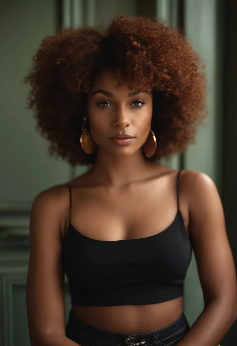 "Ultra-realistic image of a beautiful 20-year-old Afro-Latin girl,Caramel peel, corps parfait, Prendre un selfie dans la salle de bain avec son iPhone 14, maigre, taille ultra-fine, cheveux rouge, Curly and curly hair karibean , piercing green eyes.hyper-realistic，anatomie correcte，Facial features are carefully represented，Boucles gratuites, curly red hair, (mi, curly red hair), Long curly wild red hair, cheveux multiversaux, cour, curly red hair, curly red hair, Boucles, wavy hair spread out, Boucles baroques, Boucles, Curly,Texture des cheveux, Curly bang, dents parfaites