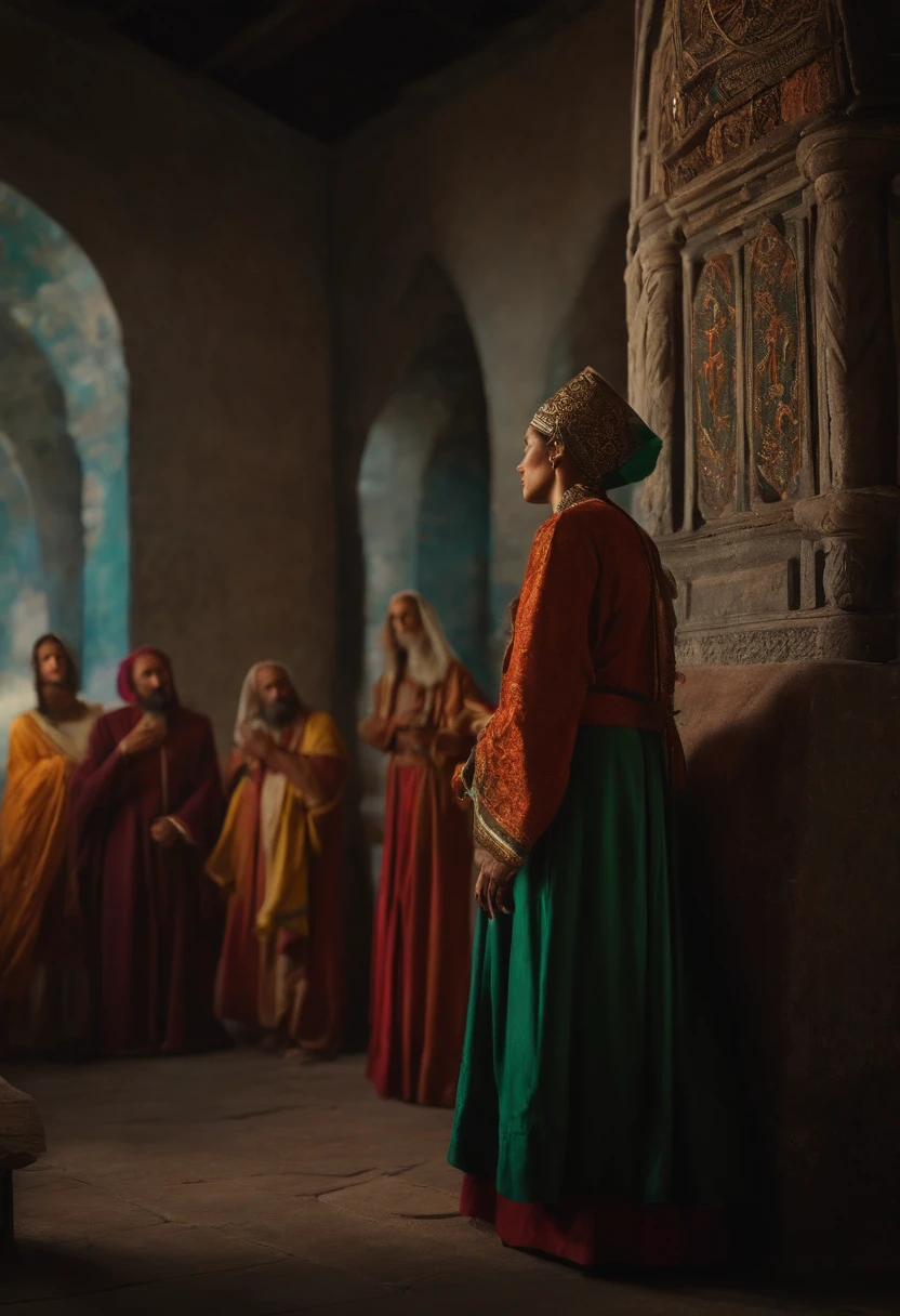 Job looked at the screen, long clothes, religion, Ultra real photo
