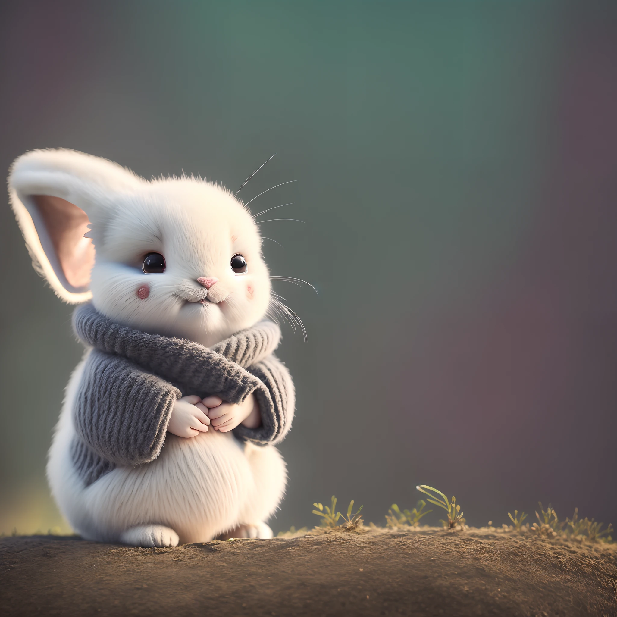 bunny, blur, bunny, flower, nature, no_humans, depth of field, to8contrast style, DARK_Glam, wearing DRK_Glam, deep shadows, (dark: 1.4), (8k, RAW photo, best quality, masterpiece: 1.2)