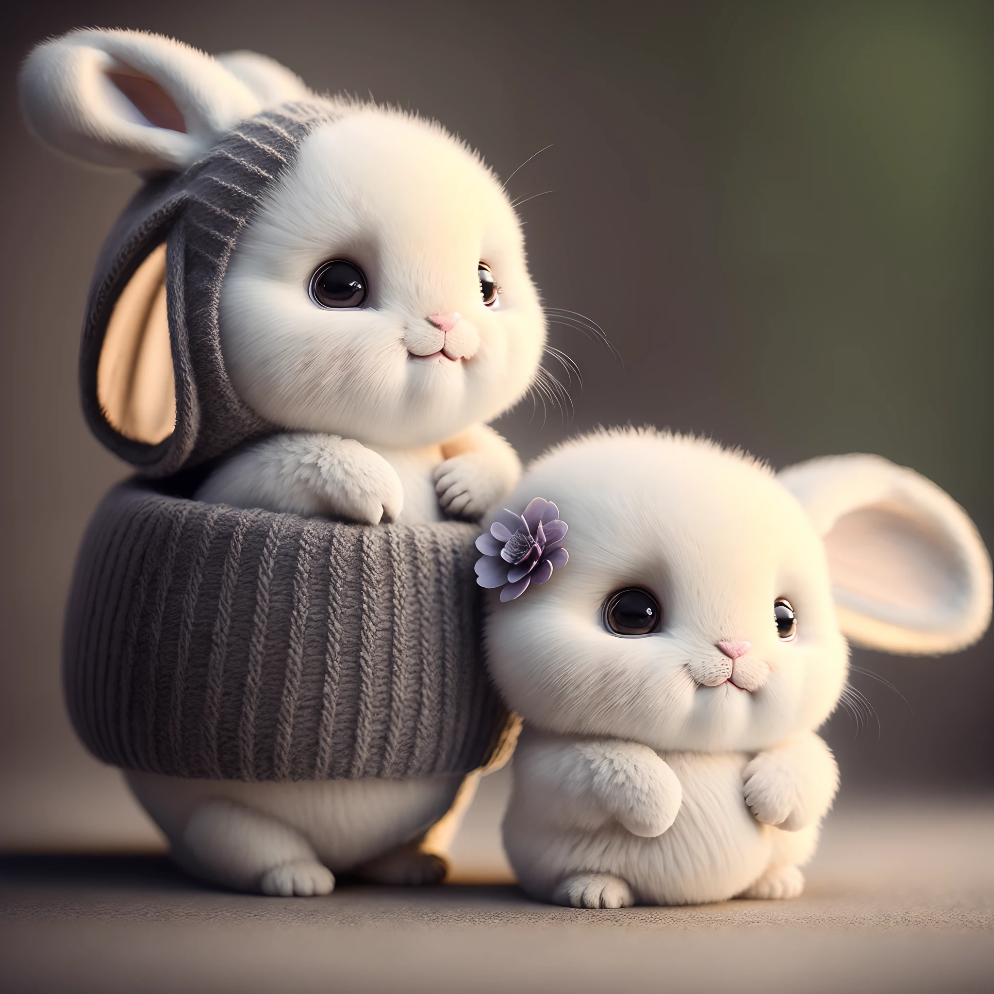 bunny, blur, bunny, flower, nature, no_humans, depth of field, to8contrast style, DARK_Glam, wearing DRK_Glam, deep shadows, (dark: 1.4), (8k, RAW photo, best quality, masterpiece: 1.2)
