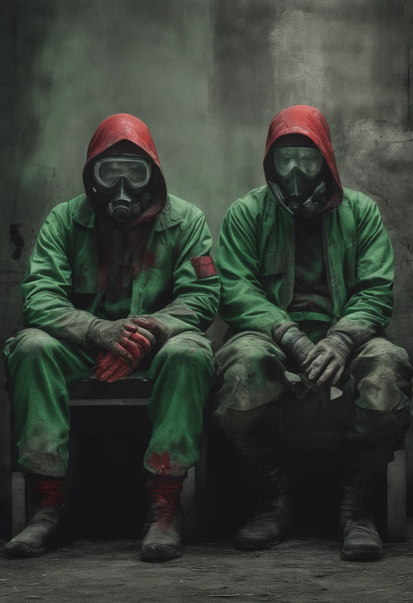 Paint splatter, deadly stalker from Chernobyl wearing gas mask, sitting in a run-down sewer, weathered, futuristic, very detailed, sharp focus, photo, cinematic lighting, octane rendering, 4k, bokeh, wide-angle lens, Larry Kelly, very, very detailed