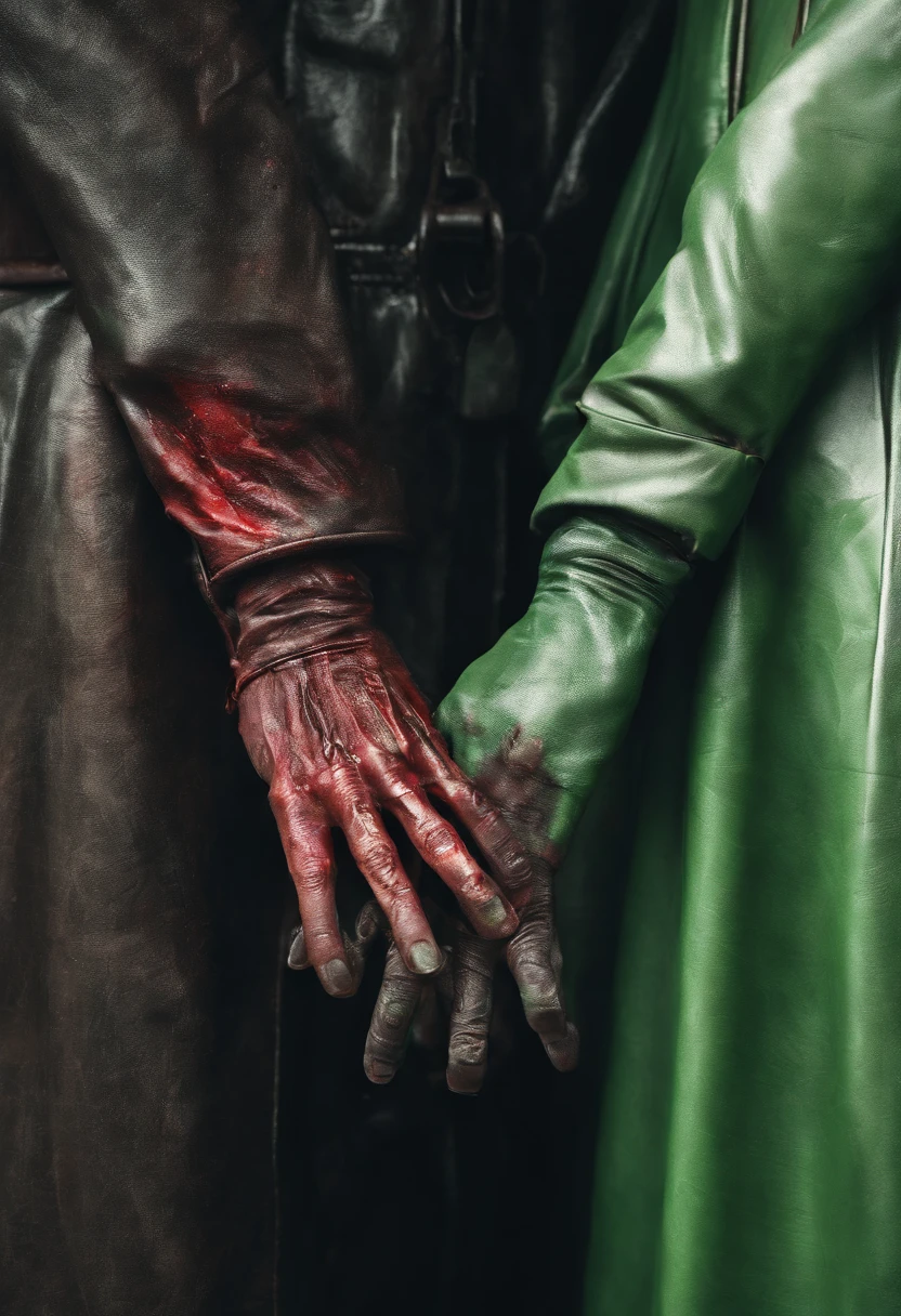 A Photograph of two patients, their hands ominously tagged in Green and Red, reveals a dark and sinister narrative.