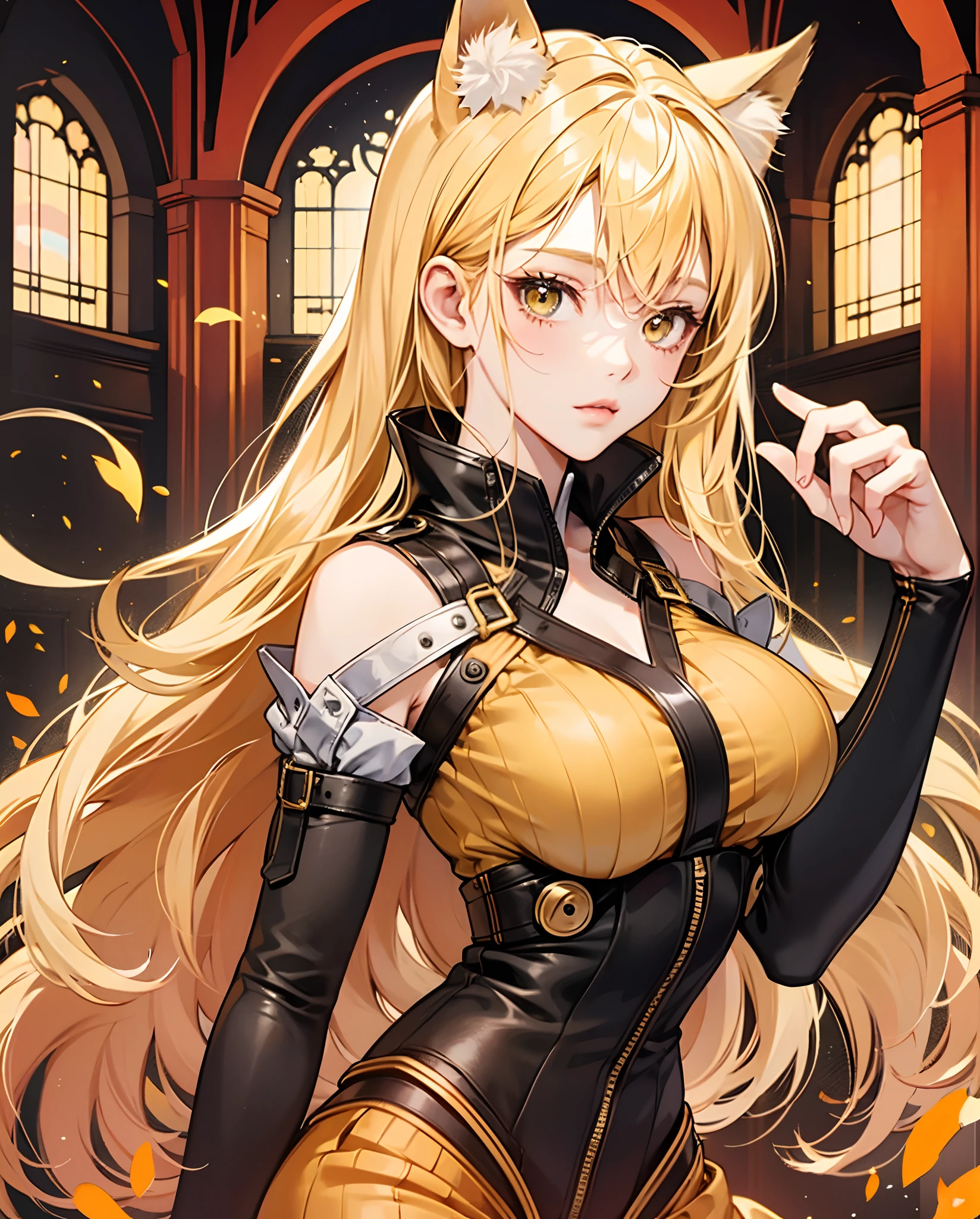 catgirl with blonde hair, golden eyes, orange majestic attire, high quality, good anatomy, no fingers duplicat, no bad autonomy --auto --s2